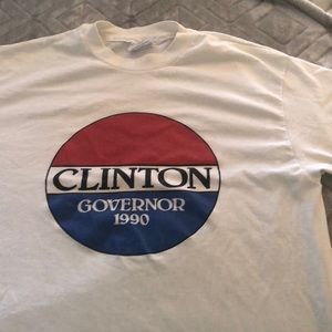 Vintage 1990 Clinton for Governor size large T-shirt. Slightly faded some stains